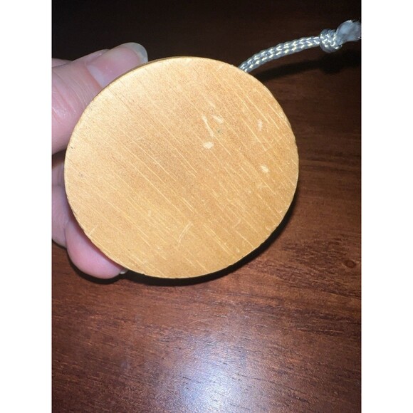 Sleeping Mouse Tea Cup Ornament Grey Wooden Christmas Hat Big Ears Vintage *flaw - Picture 6 of 7